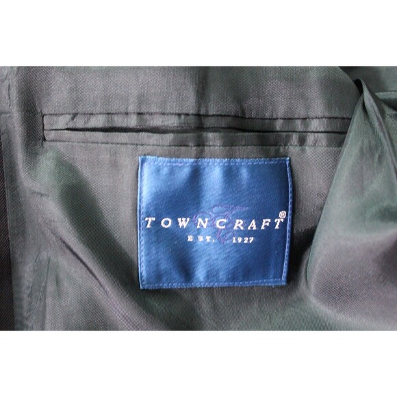 Towncraft 2 Piece Suit Men Blue Striped Wool Blend 2 Btn 48R Pleated Fronts 42 W - Picture 8 of 9